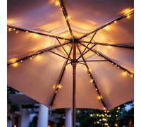Spetebo Éclairage solaire pour parasol - 72 LED - Blanc chaud - 8 x 1,2 m - Guirlande lumineuse solaire - Durée d'éclairage de 6 heures - Éclairage décoratif pour l'extérieur