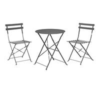 Spetebo Ensemble bistrot en métal anthracite - 2 chaises pliantes + table pliante - Meubles de balcon, chaises de bistrot, table de jardin