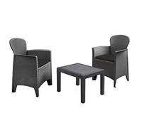 Spetebo Ensemble de meubles de jardin en rotin anthracite - 2 fauteuils avec coussins + table de jardin - Salon de balcon en rotin