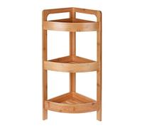 Spetebo Étagère d'angle en bambou pour salle de bain avec 3 étagères - Étagère d'angle en bois