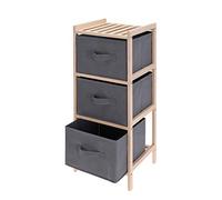 Spetebo Étagère en Bois avec 3 tiroirs en Tissu - 65 cm - étagère de Salle de Bain étagère en Bois étagère de Rangement