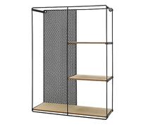 Spetebo Étagère murale en métal noir avec 3 niveaux - 50 x 40 cm - Étagère suspendue décorative avec étagères en bois - Étagère de cuisine en métal - Étagère flottante pour salle de bain ou à
