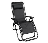 Spetebo Fauteuil de Relaxation en Tissu Textile avec Coussin, 175 x 65 cm, Gris Pierre, Chaise de Jardin avec Dossier et Repose-pieds Réglables à Dossier Haut, Longue