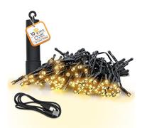 Spetebo Guirlande lumineuse à batterie rechargeable par USB jusqu'à 10 jours d'éclairage avec minuterie - 200 LED sur 15 m - Lumière décorative extérieure blanc chaud avec 8 fonctions - Éclairage