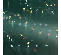 Spetebo Guirlande lumineuse LED de 5 m - 100 LED/multicolore - Éclairage décoratif pour l'extérieur avec 8 fonctions - Fonctionne avec piles sur fil argenté