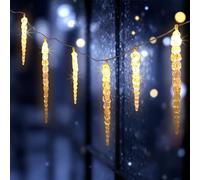 Spetebo Guirlande lumineuse LED en forme de stalactites avec minuteur, blanc chaud - 285 cm / 20 LED - Décoration de jardin avec 8 fonctions - Éclairage de Noël pour l’extérieur, décoration hivernale