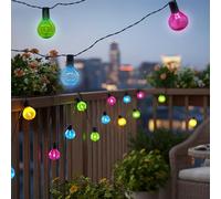 Spetebo Guirlande lumineuse solaire à LED avec 20 ampoules sur 570 cm - Multicolore - Éclairage décoratif de jardin avec lampes transparentes - Décoration d'extérieur - Éclairage d'ambiance