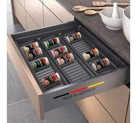 Spetebo Insert de tiroir en plastique pour épices - 60 x 50 cm - Support à épices gris ardoise pour cuisine