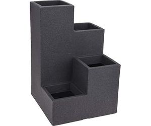 Spetebo Jardinière en plastique, en forme d’escaliers en spirale à 4 bacs, couleur anthracite, pour fleurs, taille XXL, 60 x 40 x40 cm