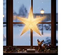 Spetebo Lampe de Noël en papier sur pied - 60 cm - Blanc - Lampe décorative en forme d'étoile pour ampoules E14