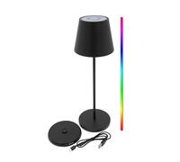 Spetebo Lampe tactile LED multicolore avec station de charge USB - 35 x 11 cm - Lampe de table rechargeable avec variateur et minuterie pour l'extérieur - Éclairage décoratif de jardin, table de