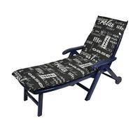 Spetebo Lifestyle Coussin universel pour chaise longue de jardin - 190 x 60 cm - Noir avec inscriptions modernes