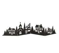 Spetebo Ligne de maison décorative en métal pliable 77 x 17 cm - Noir - Silhouette de ville de Noël pour décoration de table - Décoration de table pour Noël, ville de Noël Skyline