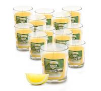 Spetebo Lot de 12 bougies parfumées à la citronnelle dans un verre - 6 x 5 cm - Parfum citron - Pour jardin, balcon, camping, bistrot - Durée de combustion : 20 heures