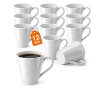 Spetebo Lot de 12 tasses à café coniques en porcelaine blanche avec anse 200 ml