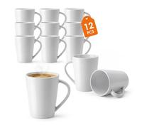 Spetebo Lot de 12 tasses à café coniques en porcelaine blanche avec anse 230 ml