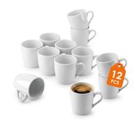 Spetebo Lot de 12 tasses à café en porcelaine blanche avec anse 230 ml