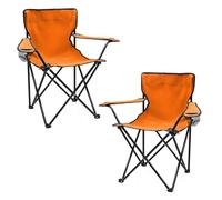 Spetebo Lot de 2 chaises de camping pliantes avec porte-gobelet - Orange - Chaise de camping pliable avec sac de transport - Pour festival, loisirs, jardin, pêche - Charge maximale : 100 kg