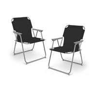 Spetebo Lot de 2 chaises de camping pliantes noires - Charge maximale : 120 kg - Chaise de camping classique pliable - Chaise de jardin, de pêche, de camping classique pour jardin, voyage, festival