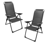 Spetebo Lot de 2 chaises pliantes en métal - Gris - Dossier réglable en 5 positions - 108 x 62 cm - Avec tissu textile - Charge maximale : 110 kg - Chaise de jardin, de balcon, de pêche, de plage