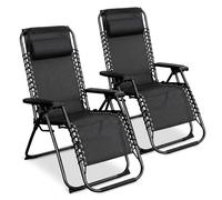 Spetebo Lot de 2 fauteuils de relaxation avec coussin en tissu textile - 178 x 65 cm - Anthracite - Chaise de jardin avec dossier et repose-pieds réglables - Chaise longue de jardin à dossier haut