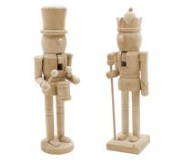 Spetebo Lot de 2 figurines casse-noisette, 26 cm, en bois à personnaliser, figurine de décoration de Noël, figurine de l'Avent, figurine de Noël, soldat en bois, décoration de table