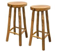 Spetebo Lot de 2 tabourets de bar en bois de teck huilé - 72 x 35 cm - Charge maximale : 120 kg - Bois massif - Maison de campagne naturelle - En bois véritable - Tabouret de bar, de bistro, de