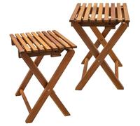 Spetebo Lot de 2 tabourets pliants en acacia huilé naturel 37 x 29 cm