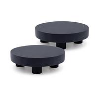 Spetebo Lot de 2 tabourets pour plantes - Noir - Rond - 15 cm - Mini assiette de fleurs en bois avec 4 pieds - Support décoratif pour fleurs et plantes