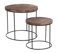 Spetebo Lot de 2 tabourets ronds en bois pour plantes
