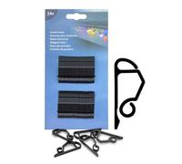 Spetebo Lot de 24 crochets de gouttière noirs pour guirlandes lumineuses - Support de gouttière pour éclairage décoratif - Crochets pour fixation de filet lumineux - Tuyau lumineux sur la gouttière