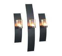 Spetebo Lot de 3 photophores muraux avec support en verre - Photophore en verre noir