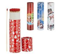 Spetebo Lot de 4 allumettes XXL pour cheminée de Noël - 75 pièces - Allumettes Jumbo d'environ 20 cm de long - Allume-feu avec emballage au design de Noël Maxi long