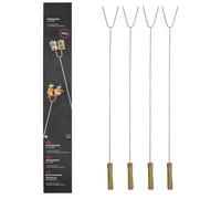 Spetebo Lot de 4 brochettes de barbecue en acier inoxydable 75 cm en forme de U avec poignée en bois - Pour le camping - Longue broche avec poignée - Fourchette à feu - Pour saucisses de guimauve