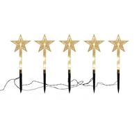 Spetebo Lot de 5 bâtons Lumineux LED pour Jardin en Forme d'étoile - 24 cm (Transparent) - avec Piles et minuterie - Décoration de Jardin - Balcon de Noël