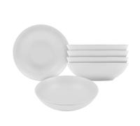 Spetebo Lot de 6 assiettes creuses en céramique fine blanc mat - Diamètre : 20 cm - Assiettes creuses en céramique - Assiettes à pâtes - Assiettes à salade - Service pour 6 personnes - Passe au