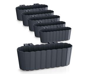 Spetebo Lot de 6 jardinières de balcon avec support - 39 x 13 cm - En plastique - Anthracite - Jardinière de jardin à suspendre