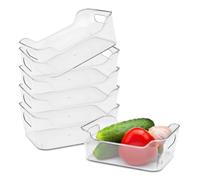 Spetebo Lot de 6 organiseurs de réfrigérateur en plastique transparent - 20 x 14 cm - Boîte de rangement pour la cuisine - Convient à un usage alimentaire - Panier de rangement pour fruits et légumes