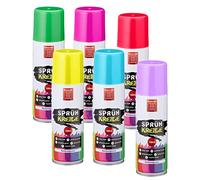 Spetebo Lot de 6 sprays de craie en spray soluble dans l'eau - 100 ml - 6 couleurs différentes - Spray de marquage liquide lavable - Marqueur rouge jaune vert rose violet bleu