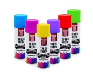 Spetebo Lot de 6 sprays de craie en spray soluble dans l'eau - 100 ml - 6 couleurs différentes - Spray de marquage liquide lavable - Marqueur rouge jaune vert rose violet bleu