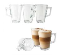 Spetebo Lot de 6 verres à cappuccino coniques avec anse 255 ml | Verre à café latte macchiato avec poignée, passe au lave-vaisselle, verre à thé, tasse en verre pour café, cacao, thé