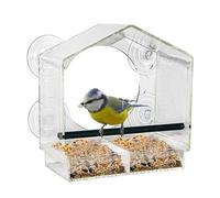Spetebo Mangeoire à Fenêtre pour Oiseaux - 20 x 18 cm - Transparente Avec Ventouses et Perchoir - À Fixer Sur des Vitres en Verre