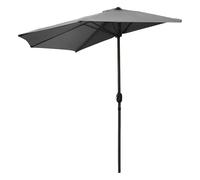 Spetebo Parasol de 270 cm avec manivelle semi-circulaire avec 5 baleines hydrofuges - Parapluie mural, de balcon, de terrasse, protection solaire, peu encombrant, anthracite, 270 cm x 245 cm x 135 cm