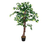 Spetebo Plante artificielle, benjamina, dans un pot de fleurs, 115 cm, arbre décoratif d'intérieur, figuier bouleau, verte