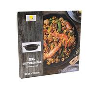 Spetebo Poêle en fonte XXL Ø 43 cm - Cocotte en fer Poêle en fonte Poêle à griller avec deux poignées et deux becs verseurs