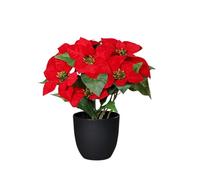 Spetebo Poinsettia artificiel en pot - 40 cm - Fleur artificielle Poinsettia en réplique réaliste - Fleur de Noël décorative en soie Plante artificielle Fleur d'hiver avec fleurs veloutées