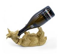 Spetebo Porte-bouteille décoratif en forme de chèvre en doré - 29 x 10 cm - Porte-bouteilles de vin - Décoration de table - Sculpture - Porte-bouteille - Animaux qui boivent assoiffés