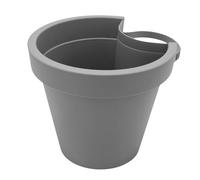 Spetebo Pot de fleurs en gouttière 24 x 21 cm - gris - Pot de fleurs suspendu rond en tuyau de pluie - Jardinière en plastique avec sangle de fixation et trou de drainage