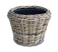 Spetebo Pot de fleurs en rotin avec insert en plastique - 33 x 24 cm - Panier de fleurs décoratif de jardin gris - Drypot en osier tressé pour plantes
