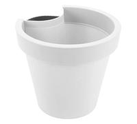 Spetebo Pot de fleurs pour gouttière 24 x 21 cm - blanc - Pot de fleurs suspendu rond en tuyau de pluie - Pot de plantation en plastique avec sangle de fixation et trou de drainage